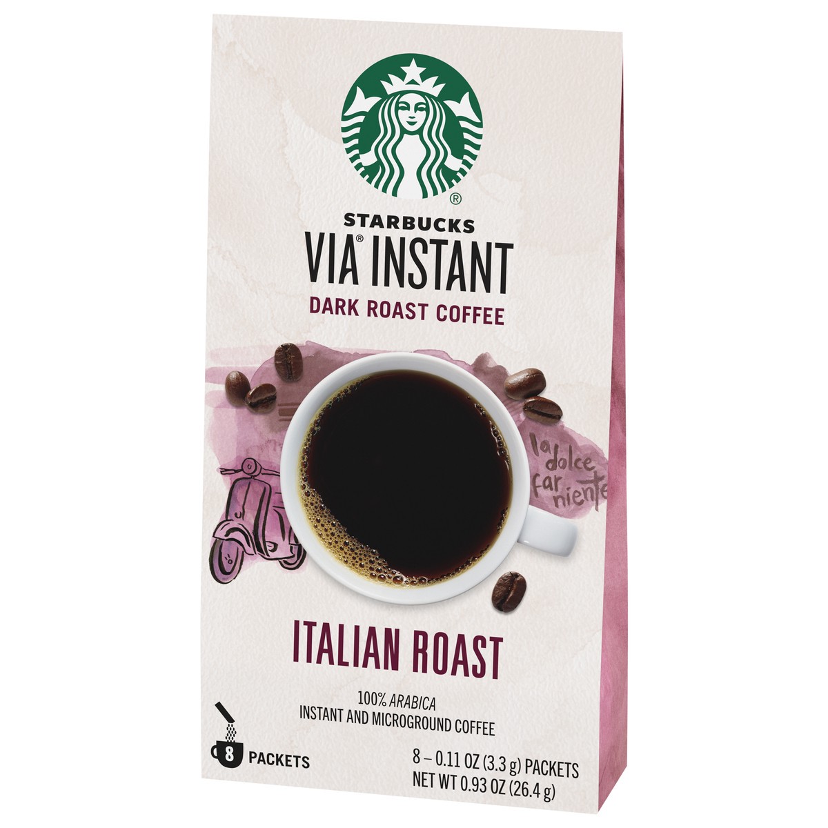 slide 9 of 9, Starbucks VIA Instant Coffee—Dark Roast Coffee—Italian Roast—100% Arabica—1 box (8 packets) - 0.93 oz, 0.93 oz