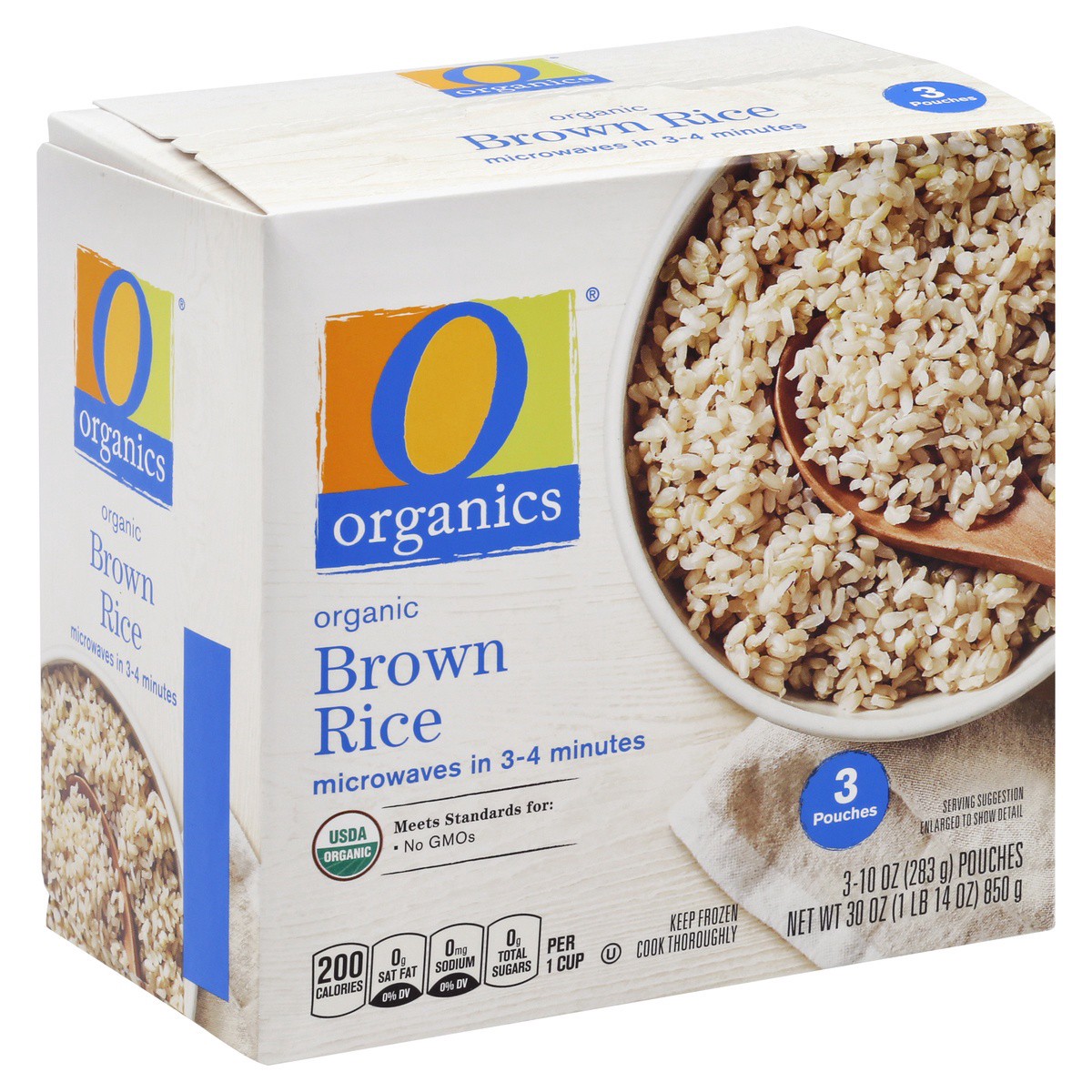 slide 1 of 4, O Organics Rice Brown, 3 ct; 10 oz