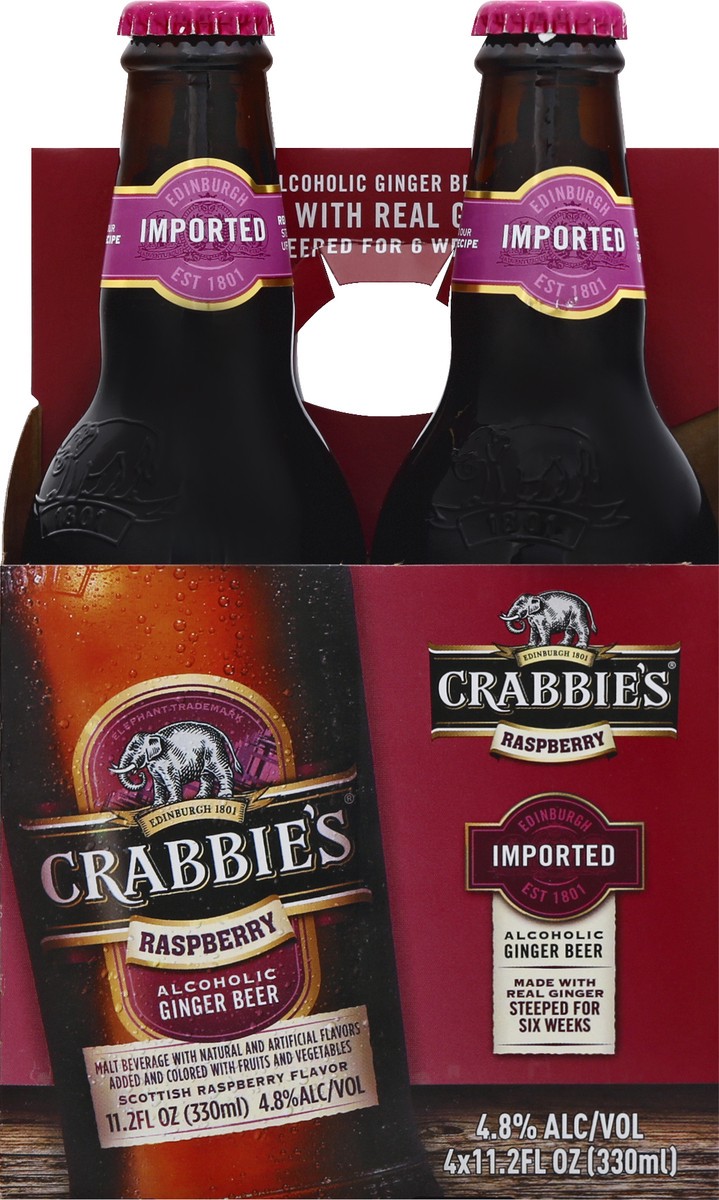 slide 2 of 11, Crabbie's Alcoholic 4 Bottle Raspberry Ginger Beer 4 ea, 4 ct; 11.2 oz