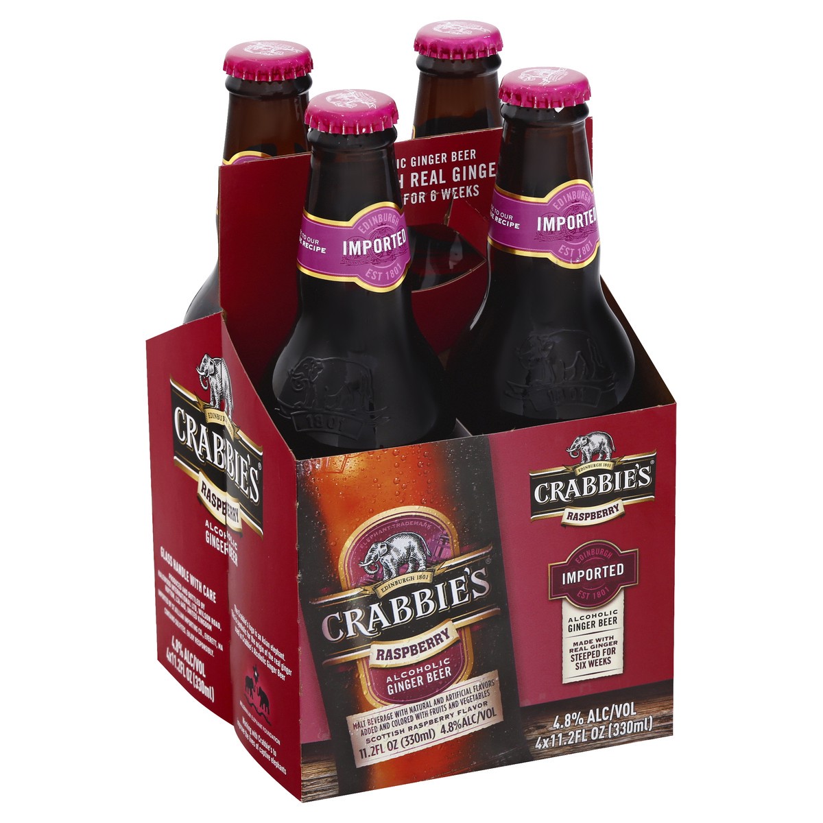 slide 3 of 11, Crabbie's Alcoholic 4 Bottle Raspberry Ginger Beer 4 ea, 4 ct; 11.2 oz