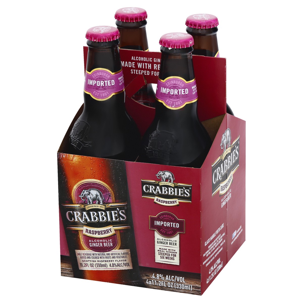 slide 4 of 11, Crabbie's Alcoholic 4 Bottle Raspberry Ginger Beer 4 ea, 4 ct; 11.2 oz