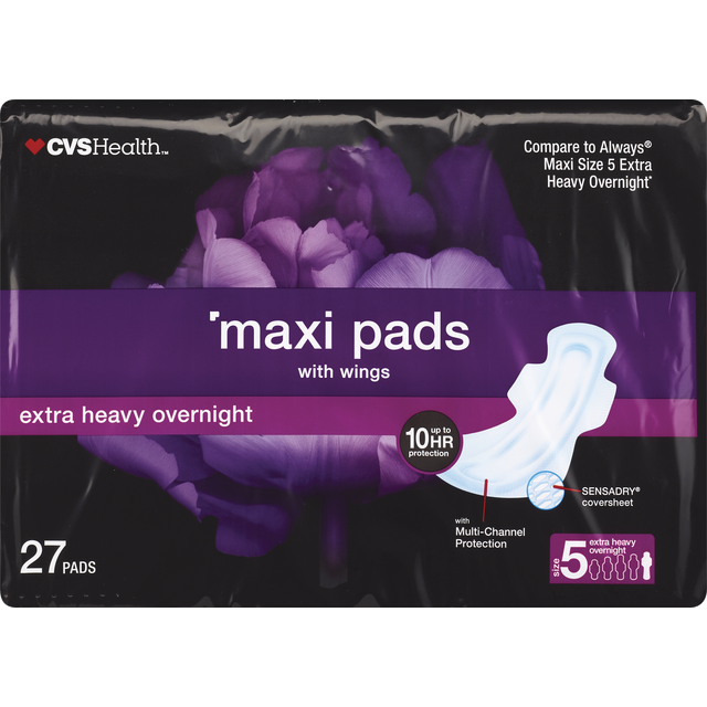 slide 1 of 1, CVS Health Jumbo Overnight Maxi, 1 ct