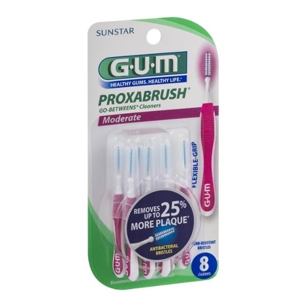 slide 1 of 2, Sunstar Gum Proxabrush Go-Betweens Moderate Cleaners, 8 ct