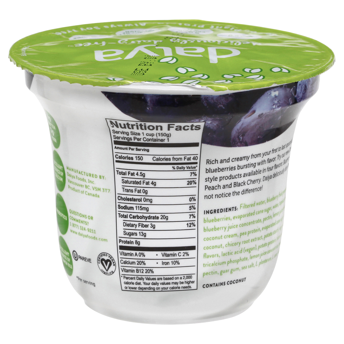slide 2 of 5, Daiya Coconut Cream Blueberry Greek Yogurt, 5.3 oz