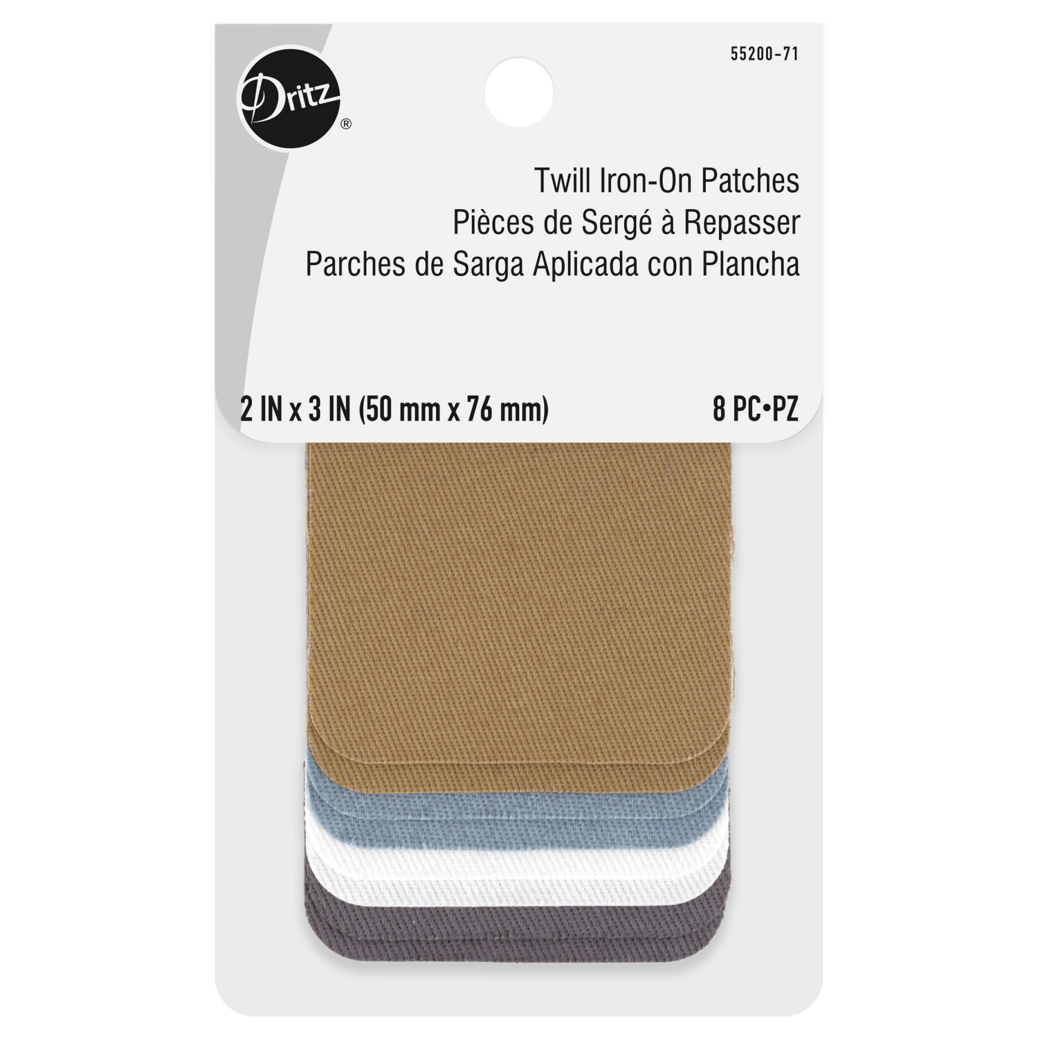 slide 1 of 4, Dritz Iron-On Twill Patches - Light Colors, 2" x 3", 8 ct
