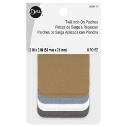 Dritz Iron-On Twill Patches - Light Colors, 2" x 3"