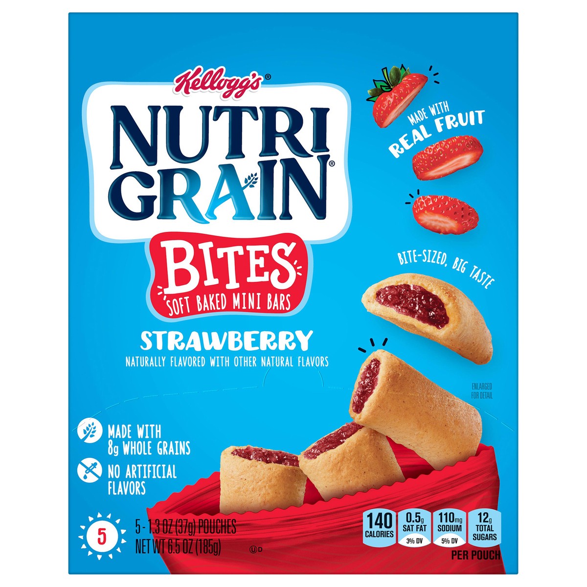 slide 1 of 5, Nutrigrain Soft Baked Strawberry Bars Mini 5 - 1.3 oz Pouches, 5 ct