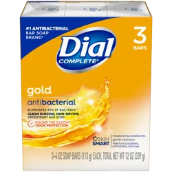 Dial Advanced Clean Antibacterial Gold Deodorant Bar Soap 3 - 4 oz Bars