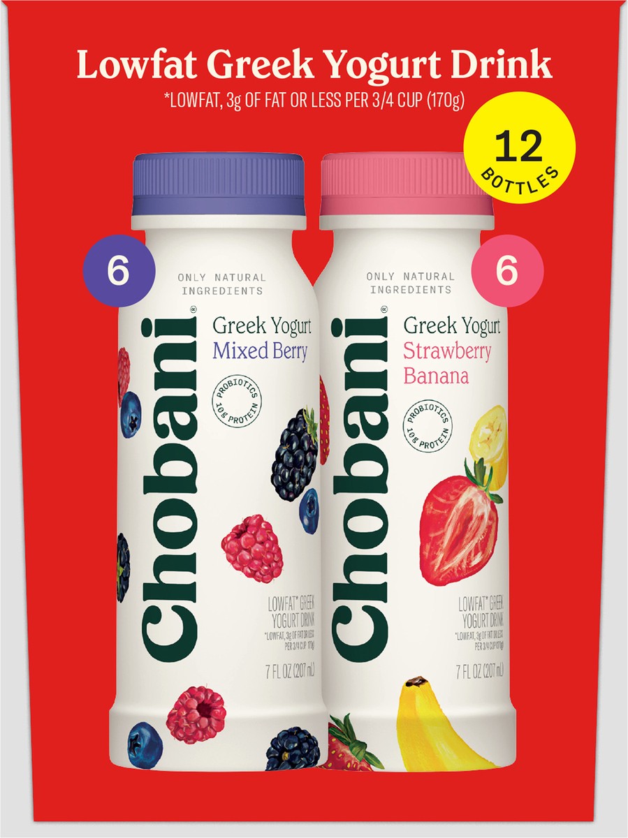 slide 14 of 14, Chobani Lowfat Greek Yogurt Drink 12 - 7 fl oz Bottles, 