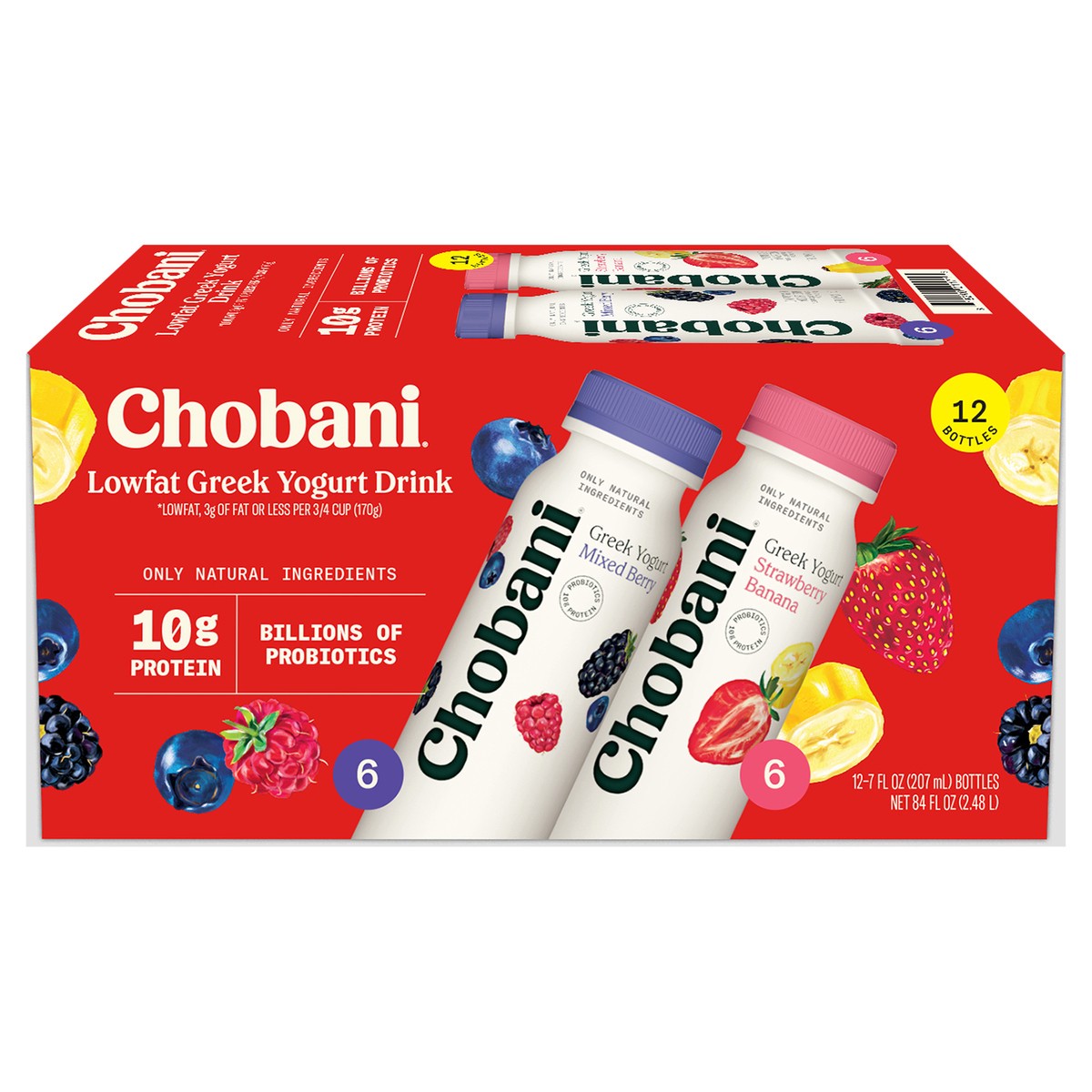 slide 4 of 14, Chobani Lowfat Greek Yogurt Drink 12 - 7 fl oz Bottles, 