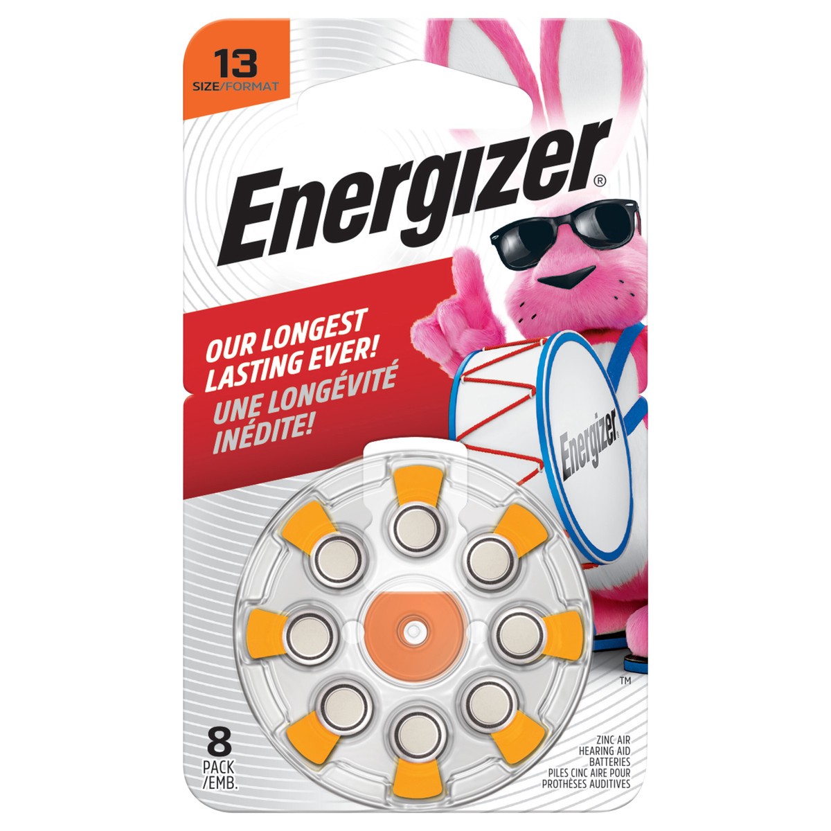 slide 1 of 4, Energizer Hearing Aid Batteries Size 13, Orange Tab, 8 Pack, 8 ct