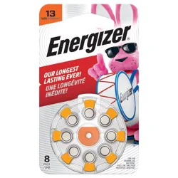 Energizer Hearing Aid Batteries Size 13, Orange Tab, 8 Pack