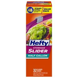Hefty Half Gallon Storage Slider Bags Value Pack 32 ea