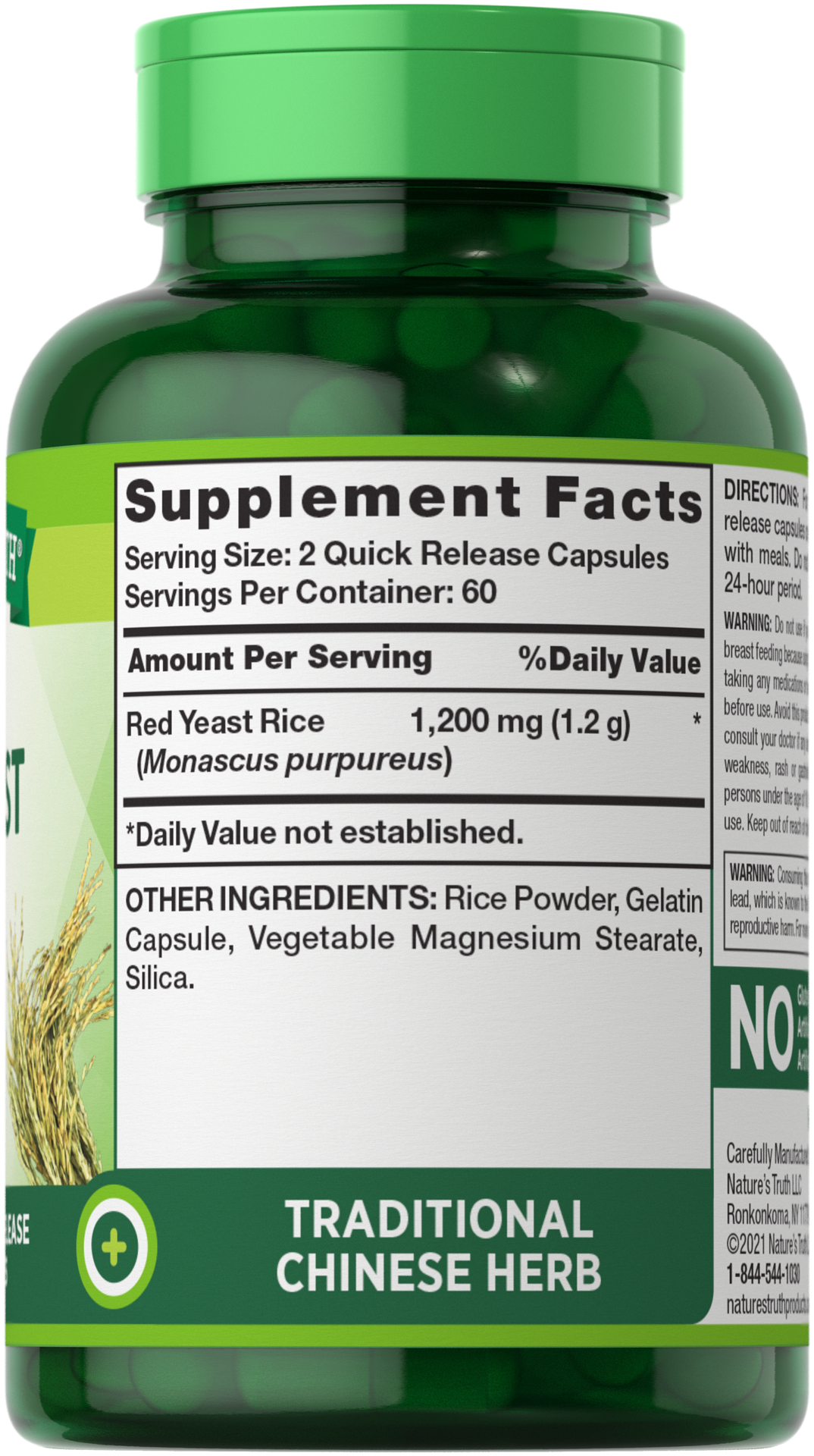 slide 3 of 4, Nature's Truth Red Yeast Rice 1,200 mg, 120 ct; 600 mg