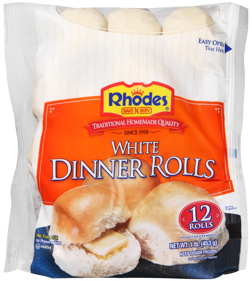 slide 1 of 1, Rhodes Bake-n-Serv Frozen White Dinner Rolls Dough, 1 lb