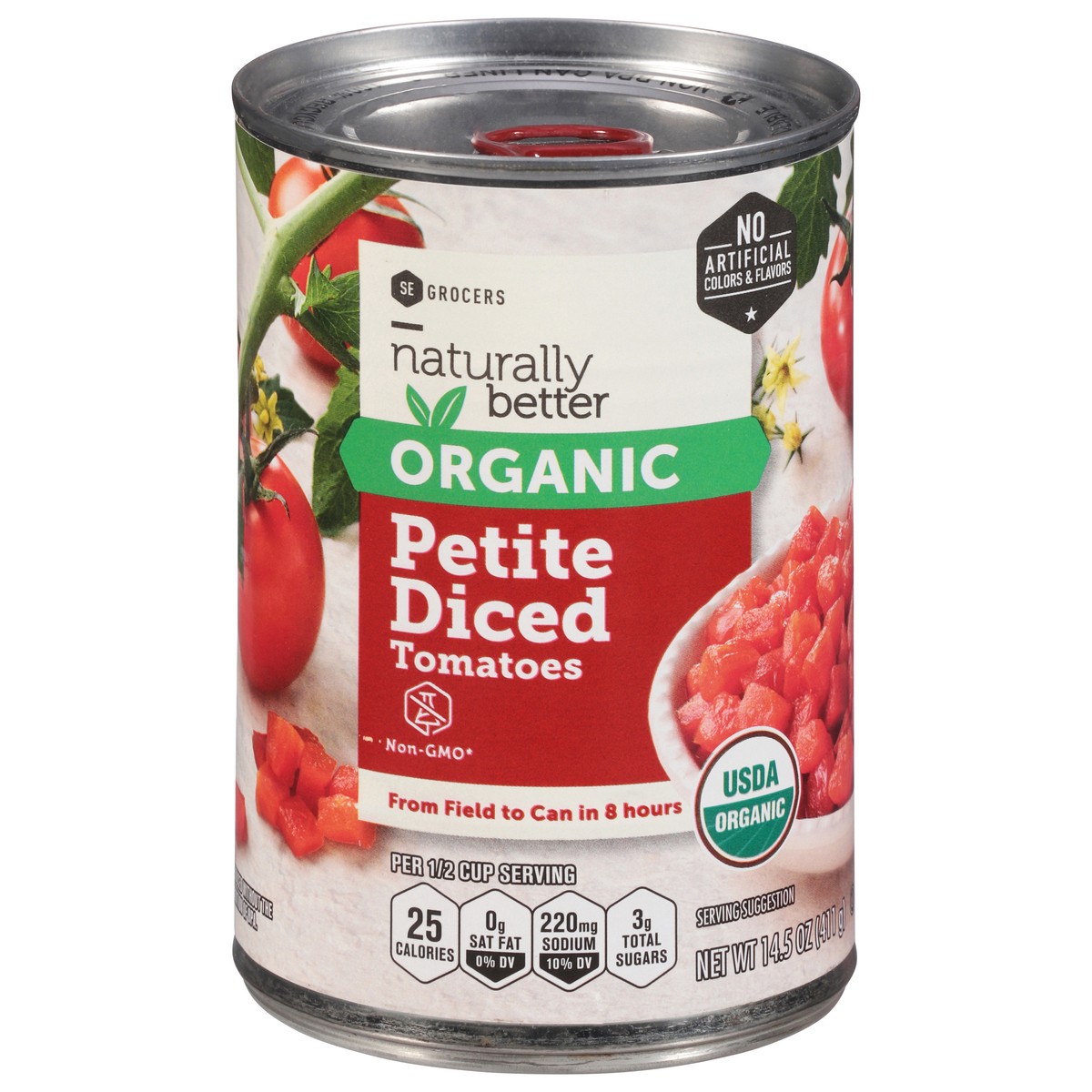 slide 3 of 11, SE Grocers Organic Petite Diced Tom, 15 oz