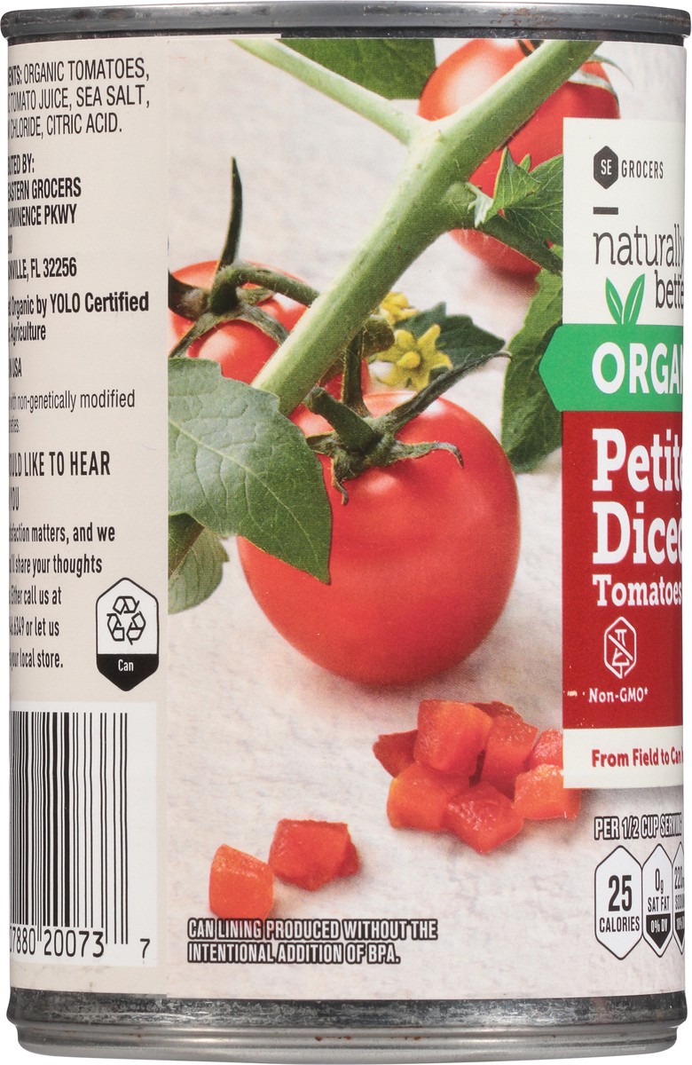 slide 5 of 11, SE Grocers Organic Petite Diced Tom, 15 oz