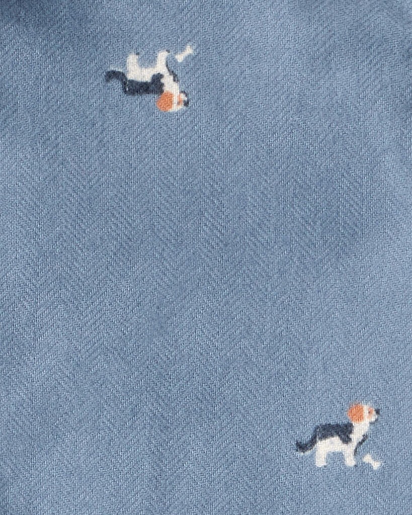 slide 2 of 2, Oshkosh Toddler Boy Dog Print Button-Down Shirt - Blue Blue 3T, 1 ct