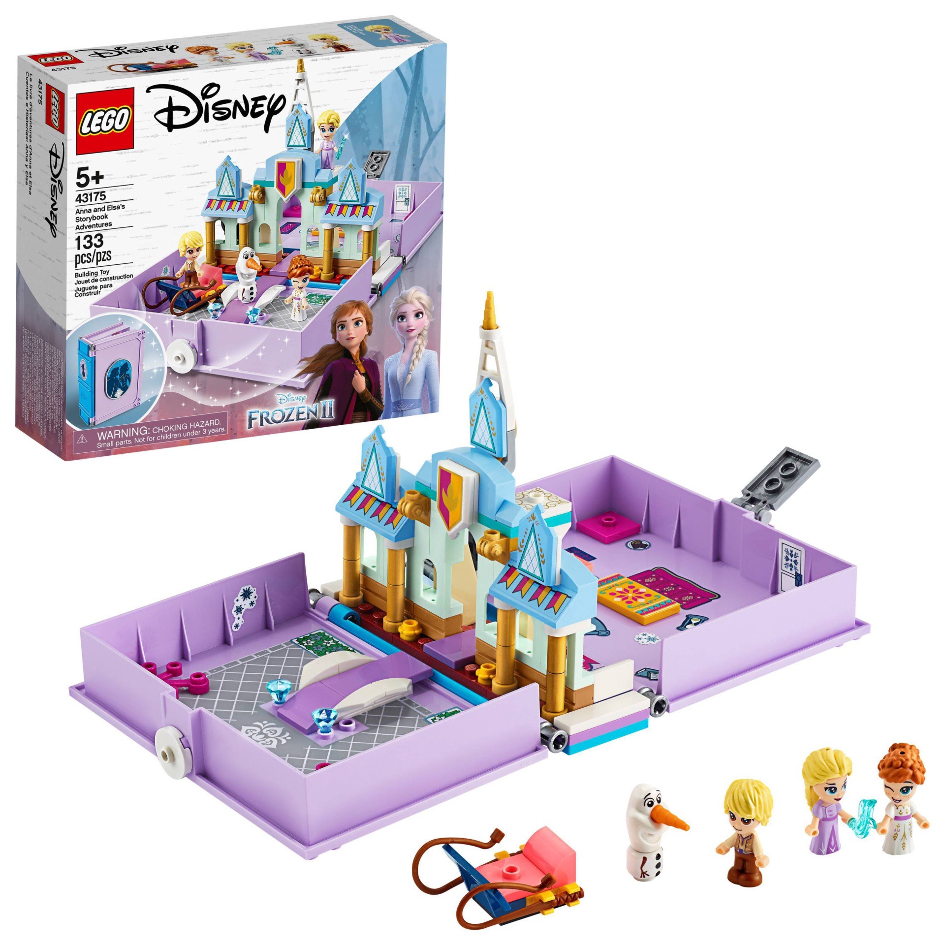 slide 1 of 7, LEGO Disney Anna and Elsa's Storybook Adventures Princess Building Playset 43175, 133 ct