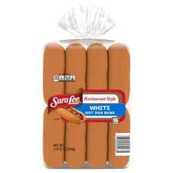 Sara Lee Restaurant Style Hot Dog Buns, 16 count, White Hot Dog Buns, 28 oz Bag