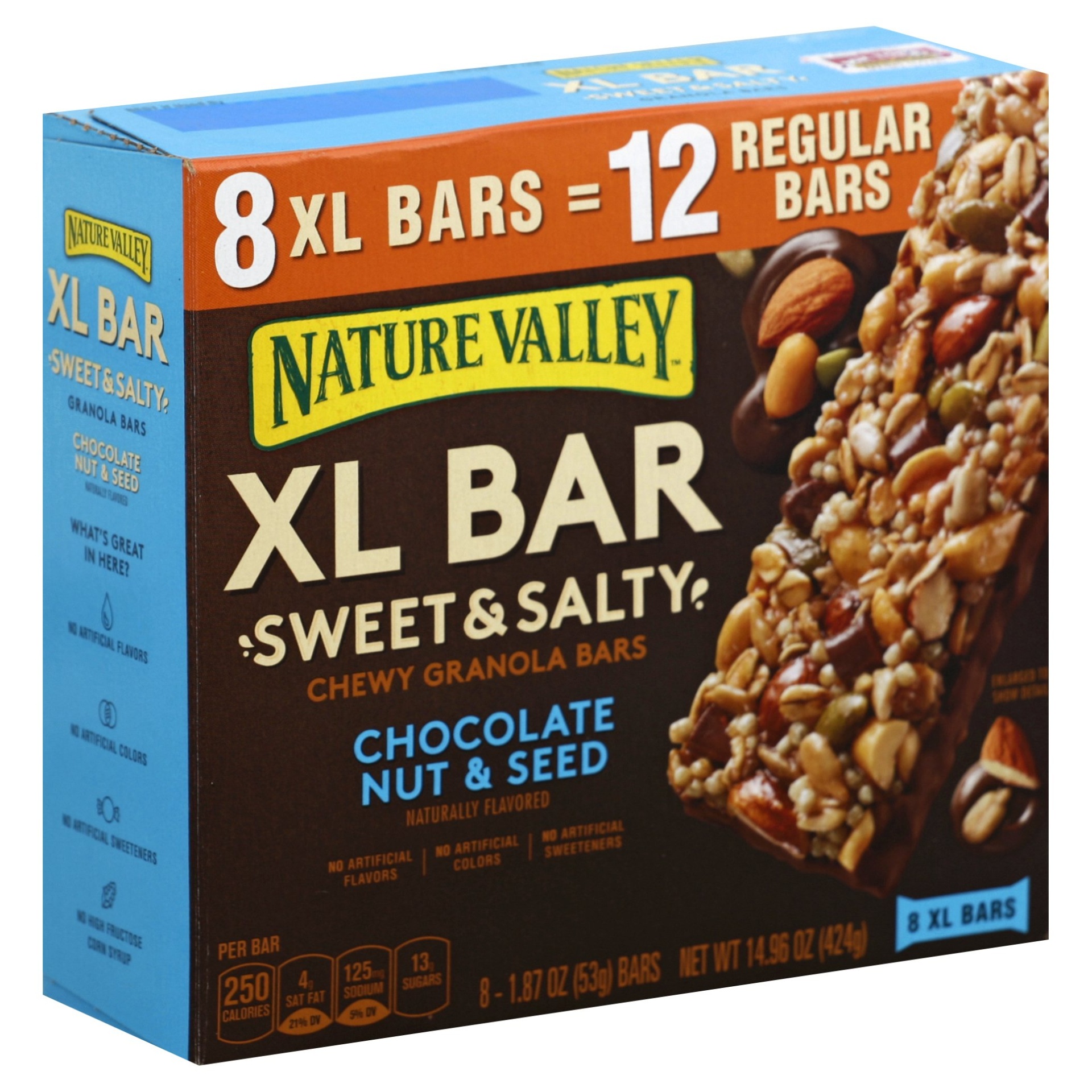 slide 1 of 1, Nature Valley Sweet & Salty Chocolate Nut & Seed XL Bars, 8 ct; 1.87 oz