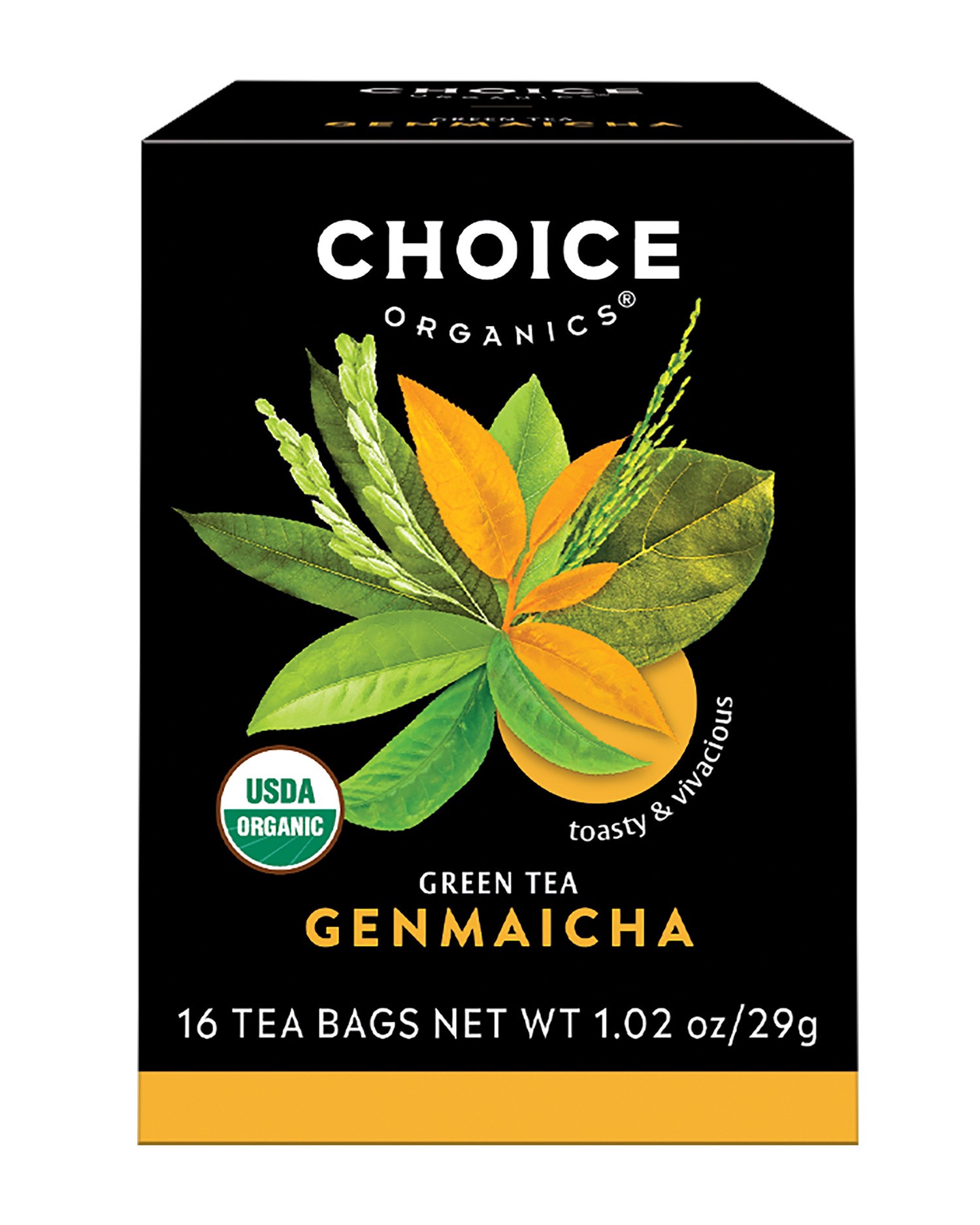 slide 2 of 5, Choice Organics Genmaicha Tea, Contains Caffeine, Green Tea Bags, 16 Count, 16 ct