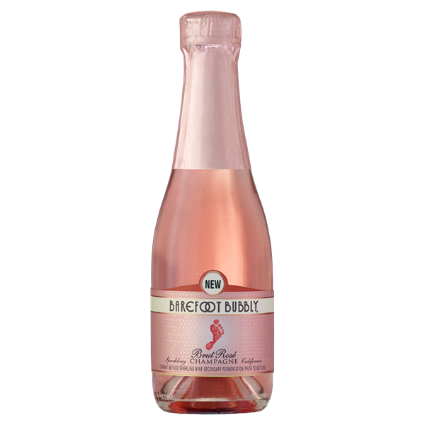 slide 1 of 1, Barefoot Bubbly Brut Rose Sparkling Wine, 187 ml