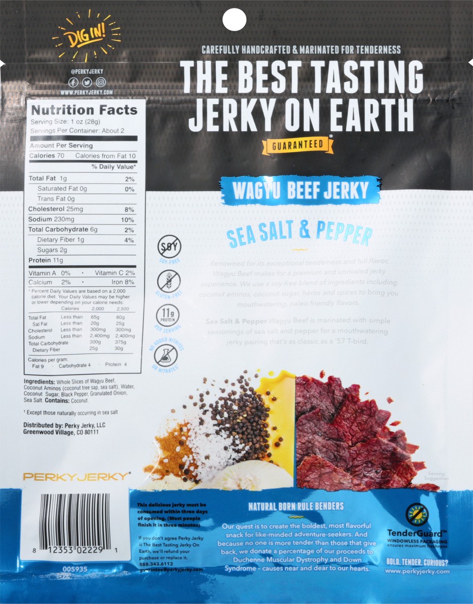 slide 8 of 12, Perky Jerky Sea Salt & Pepper Wagyu Beef Jerky 2.2 oz, 2.2 oz