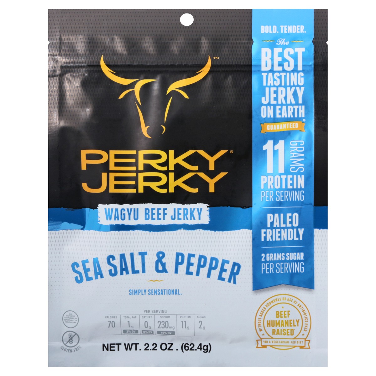 slide 1 of 12, Perky Jerky Sea Salt & Pepper Wagyu Beef Jerky 2.2 oz, 2.2 oz