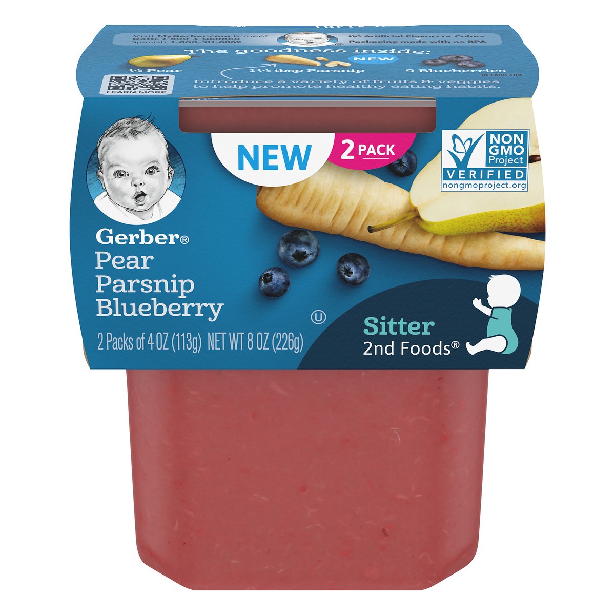 slide 1 of 10, Gerber Pear Parsnip Blueberry, 8 oz