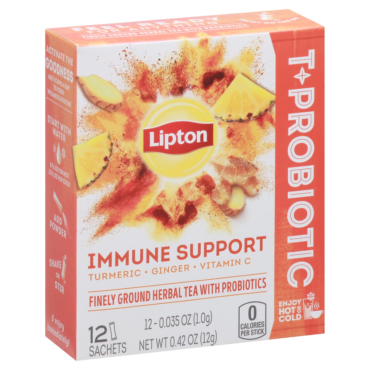 slide 3 of 9, Lipton Tea Sachets Turmeric, Ginger + Vitamin C, .42 oz, 12 Servings , 0.42 oz