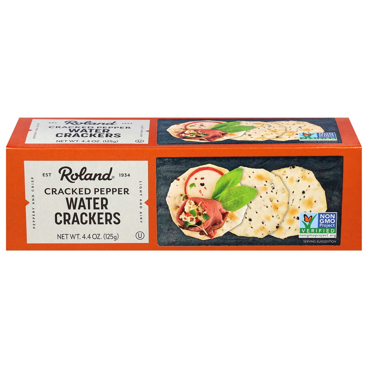 slide 1 of 4, Roland Cracked Pepper Water Crackers, 4.4 oz