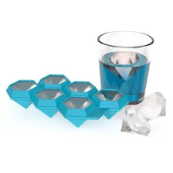 TrueZoo Diamond Silicone Mold and Ice Cube Tray for Whiskey, Bath Bombs, Candy, Soap, and DIY Crafts, Dishwasher Safe, 1.75 inch, Blue, Set of 1, Makes 6 Ice Cubes