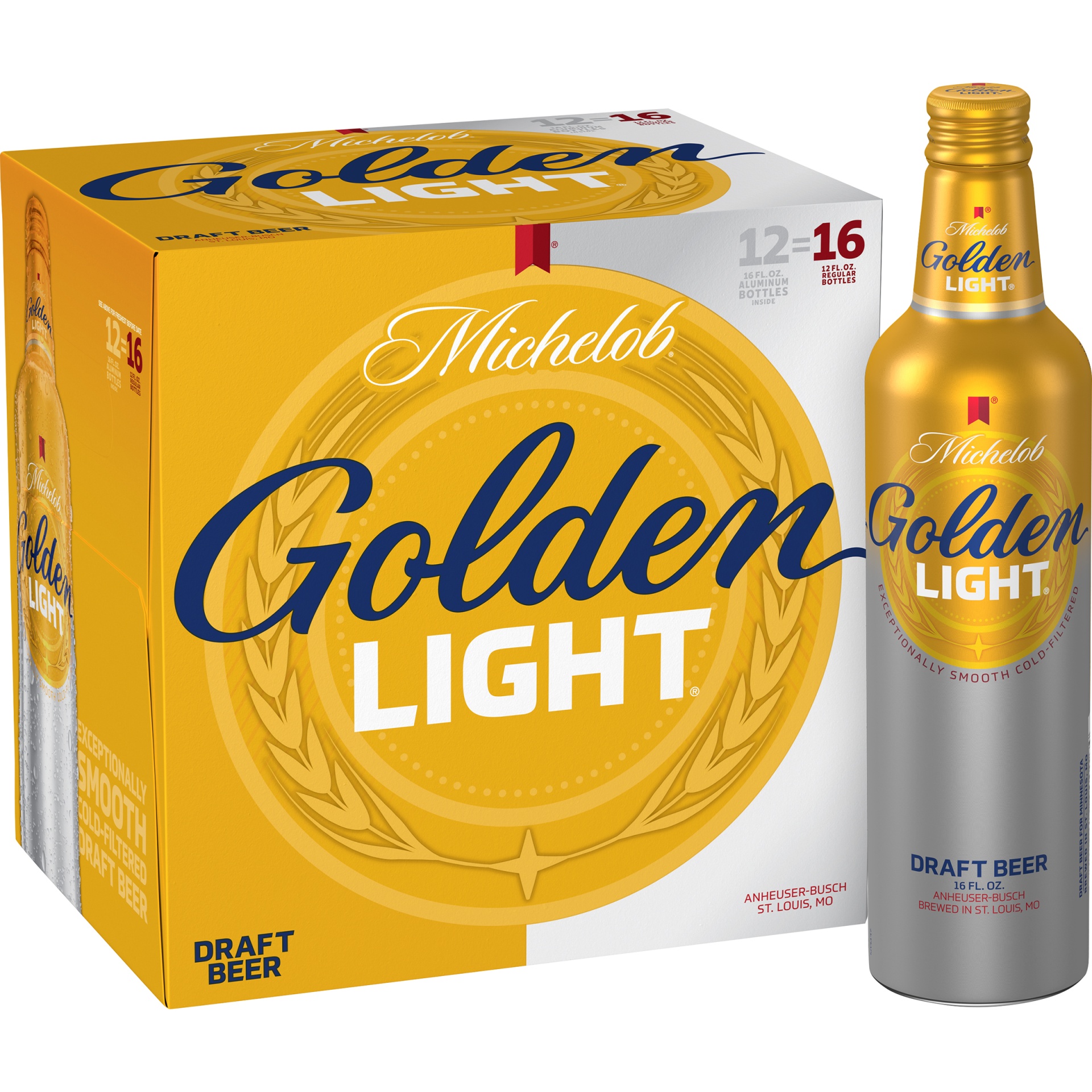 slide 1 of 1, Michelob Golden Light Draft Beer Aluminum, 12 ct; 16 oz