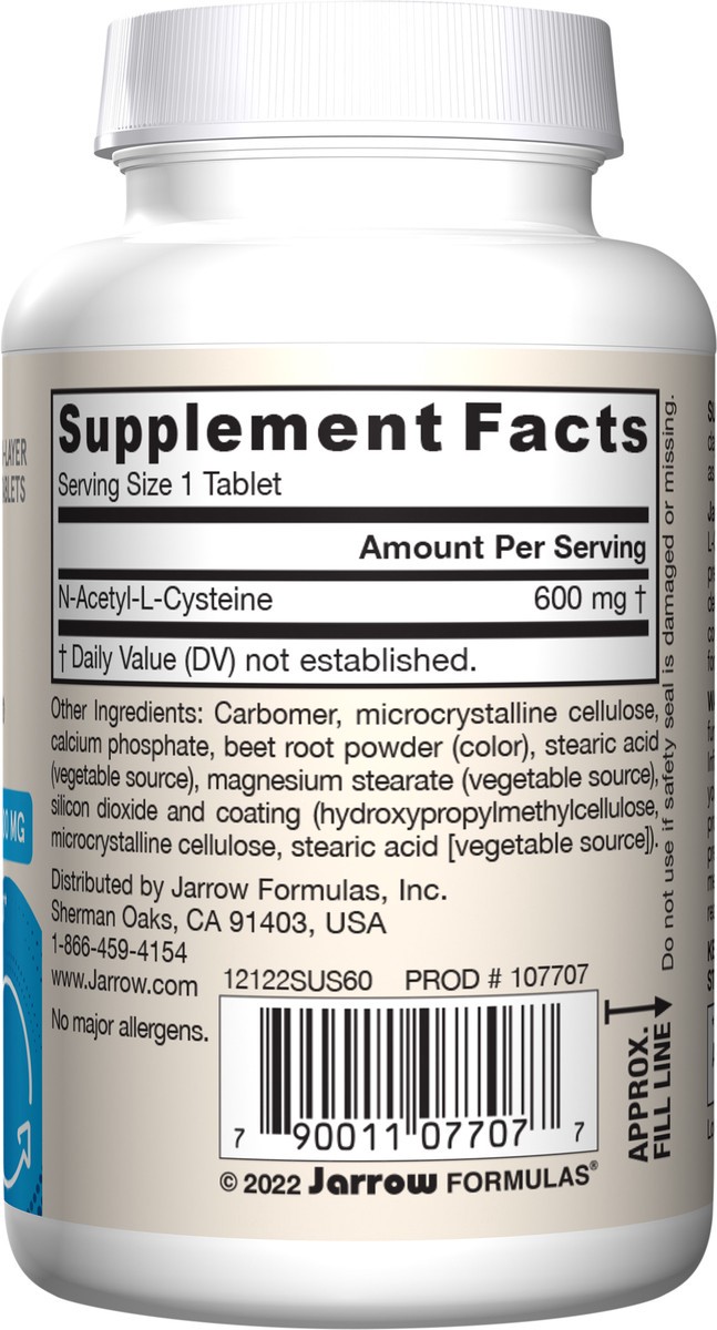 slide 3 of 4, Jarrow Formulas N-A-C Sustain 600 mg - Antioxidant Amino Acid Supplement - 60 Sustain Tablets - Supports Liver & Lung Function - Precursor to Glutathione - 60 Servings, 1 ct