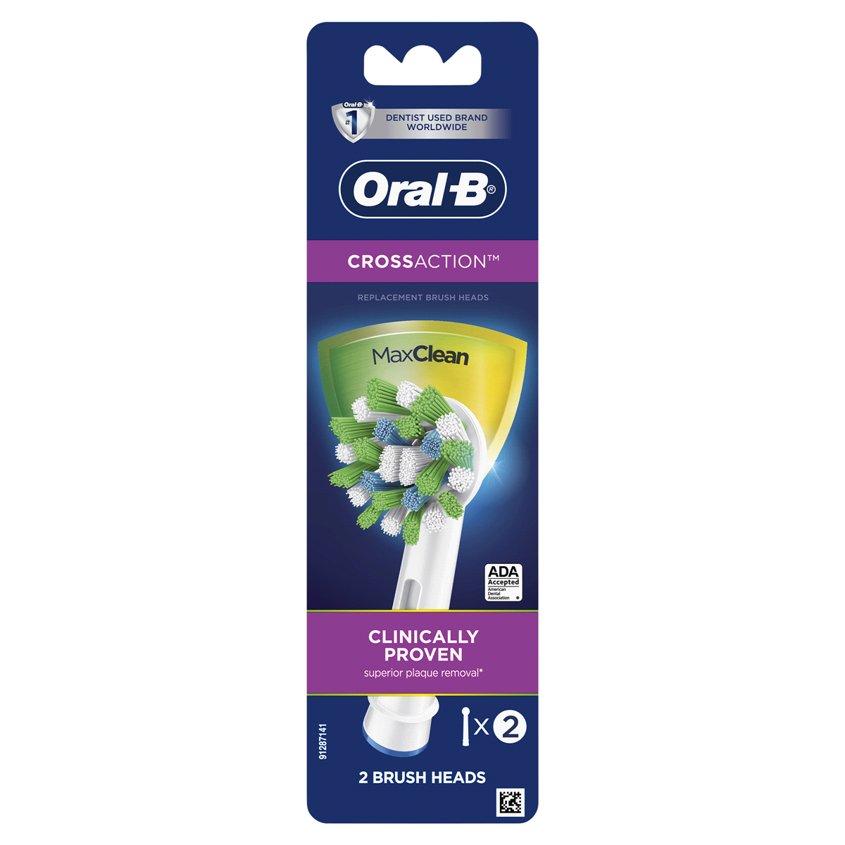 slide 1 of 3, Oral-B CrossAction Replacement Electric Toothbrush Head Refills, 2 ct