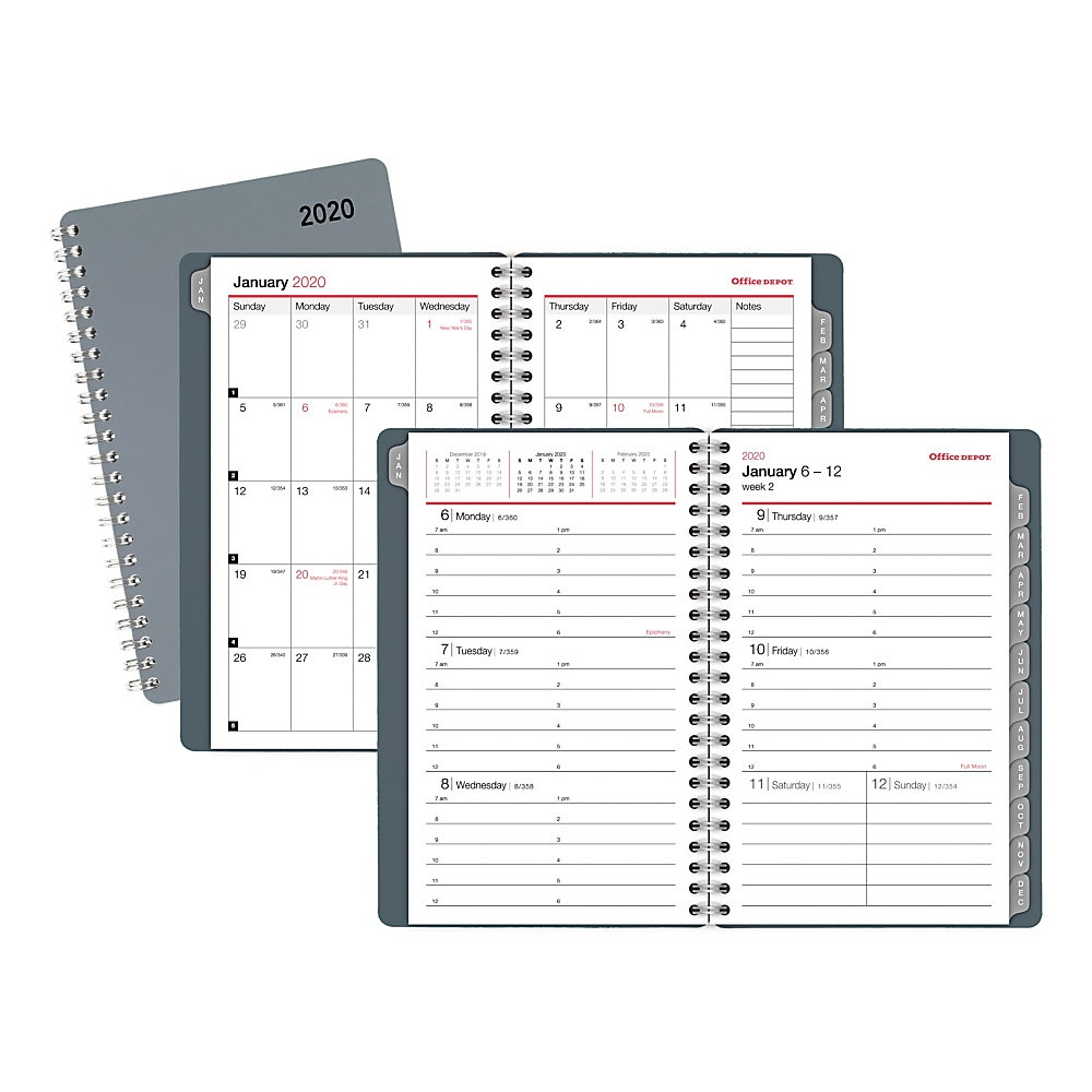slide 1 of 1, Office Depot Brand Weekly/Monthly Planner, 4-7/8'' X 8'', Silver, January To December 2020, Od710330, 1 ct
