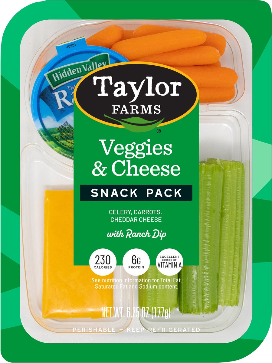 slide 3 of 3, Taylor Farms Veggies & Cheese Snack Pack, 6.25 oz