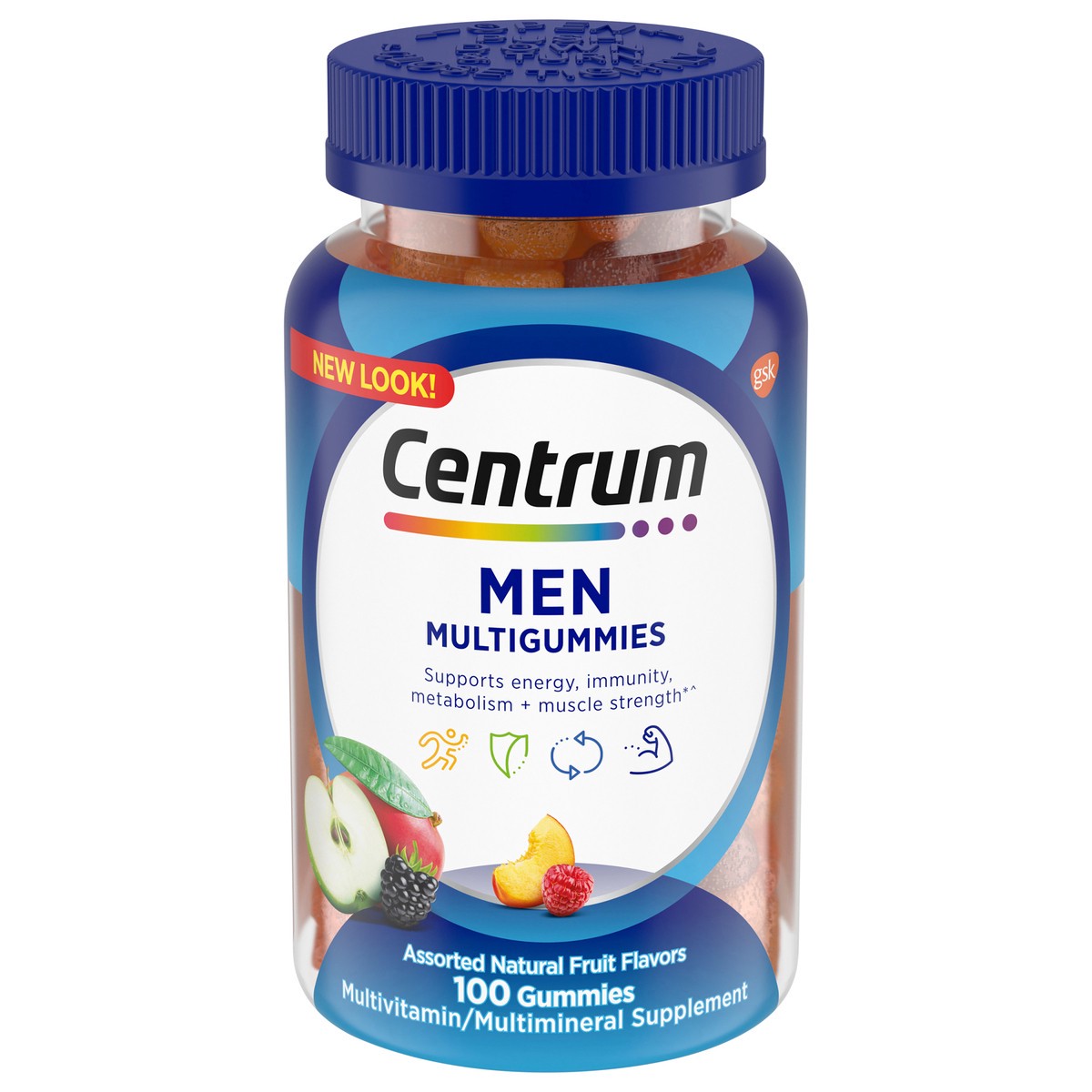 slide 1 of 7, Centrum MultiGummies Gummy Multivitamin for Men, Multivitamin/Multimineral Supplement with Selenium, Antioxidants and Vitamin D3, Assorted Fruit Flavor - 100 Count, 100 ct