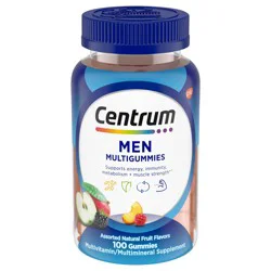 Centrum MultiGummies Gummy Multivitamin for Men, Multivitamin/Multimineral Supplement with Selenium, Antioxidants and Vitamin D3, Assorted Fruit Flavor - 100 Count