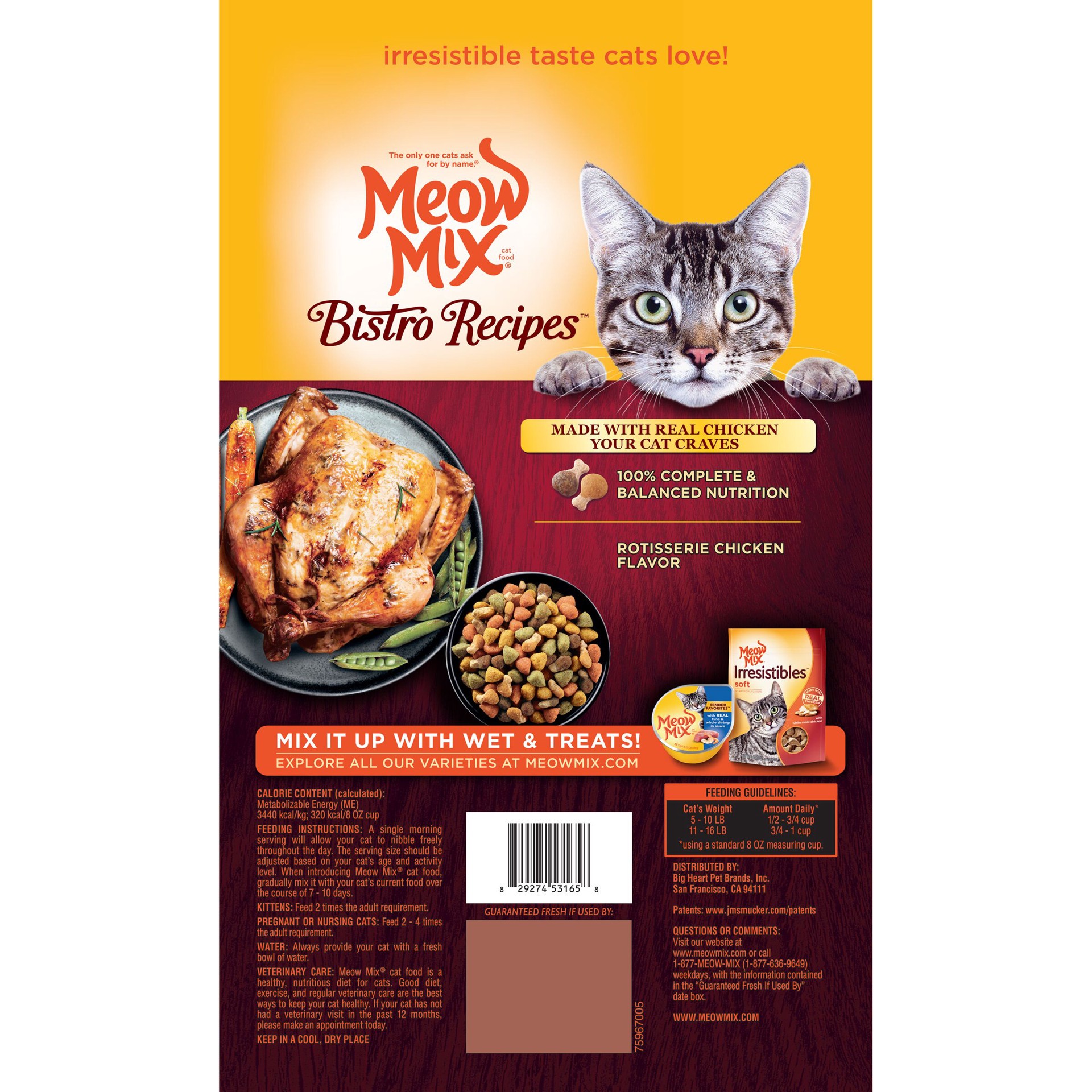 slide 3 of 5, Meow Mix Bistro Recipe Chicken, 12 lb