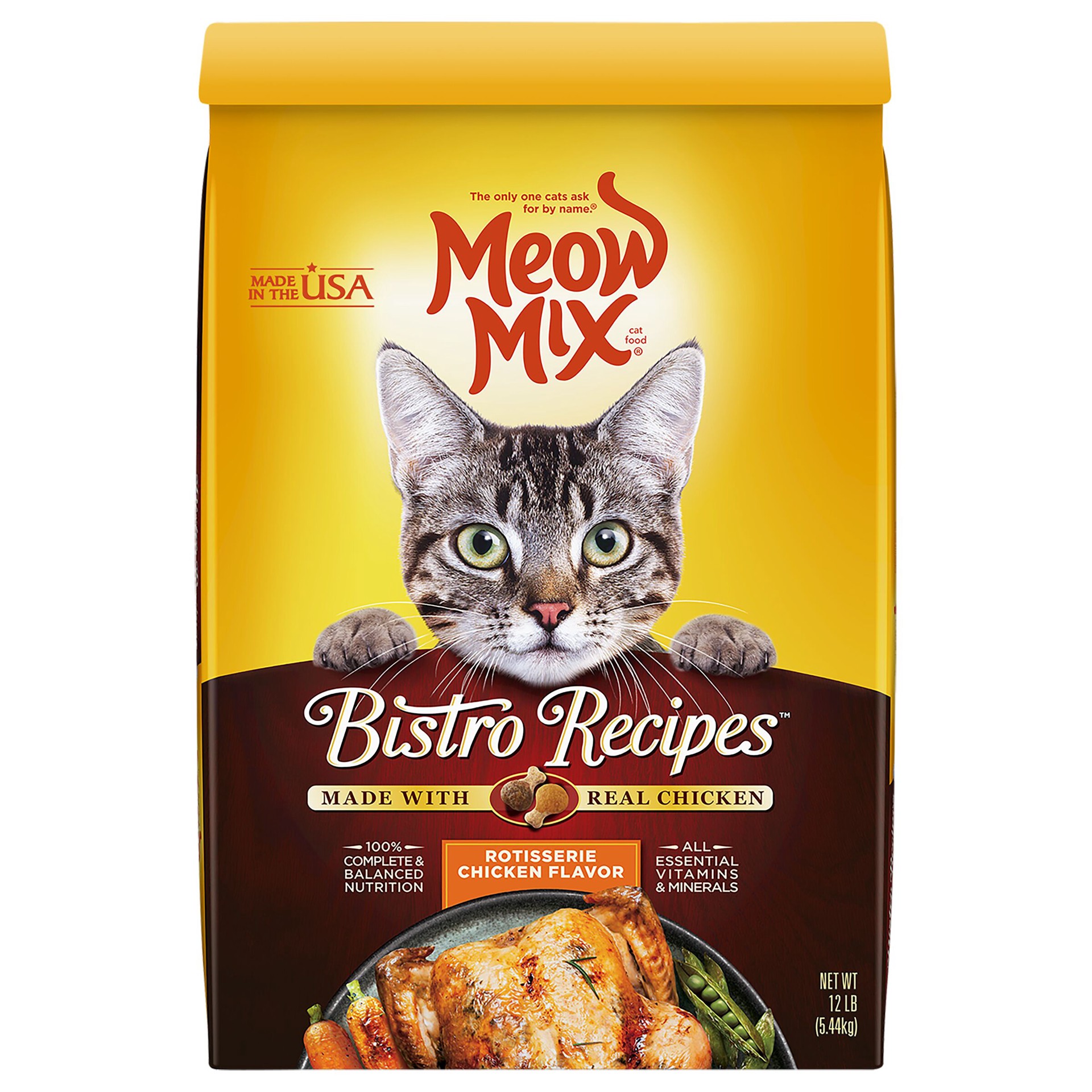slide 1 of 5, Meow Mix Bistro Recipe Chicken, 12 lb