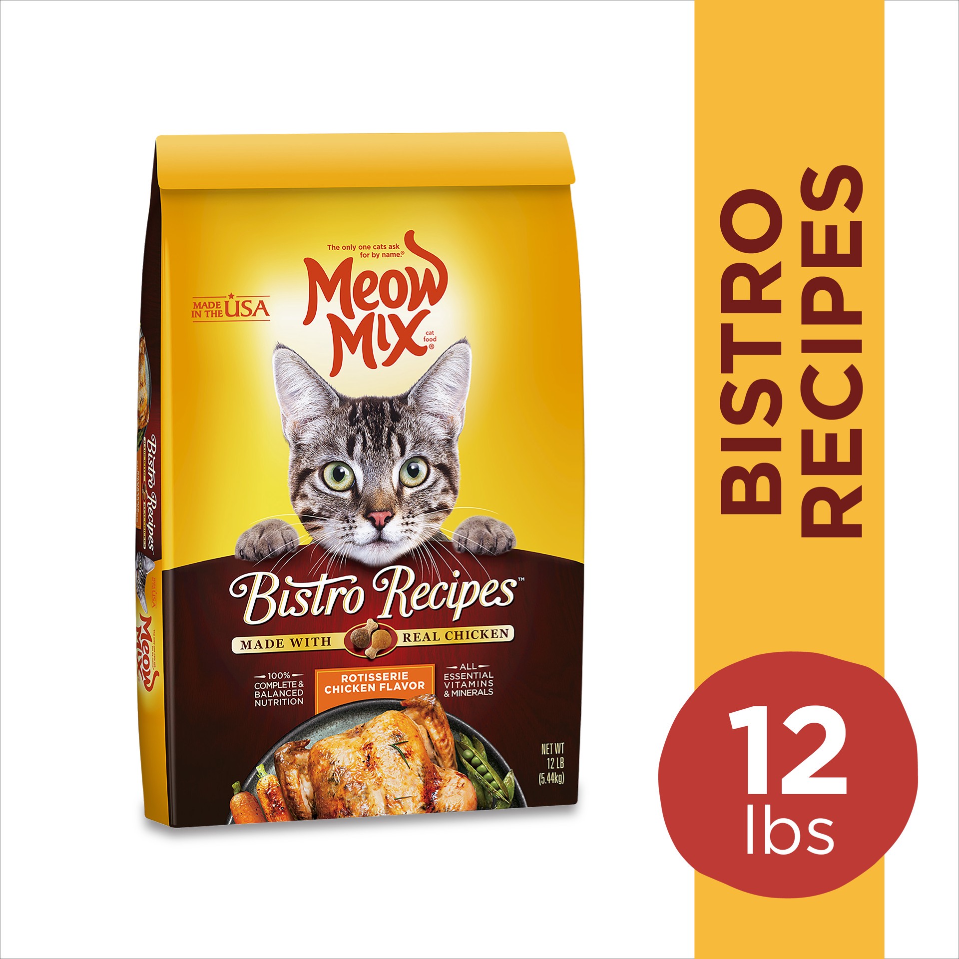 slide 5 of 5, Meow Mix Bistro Recipe Chicken, 12 lb