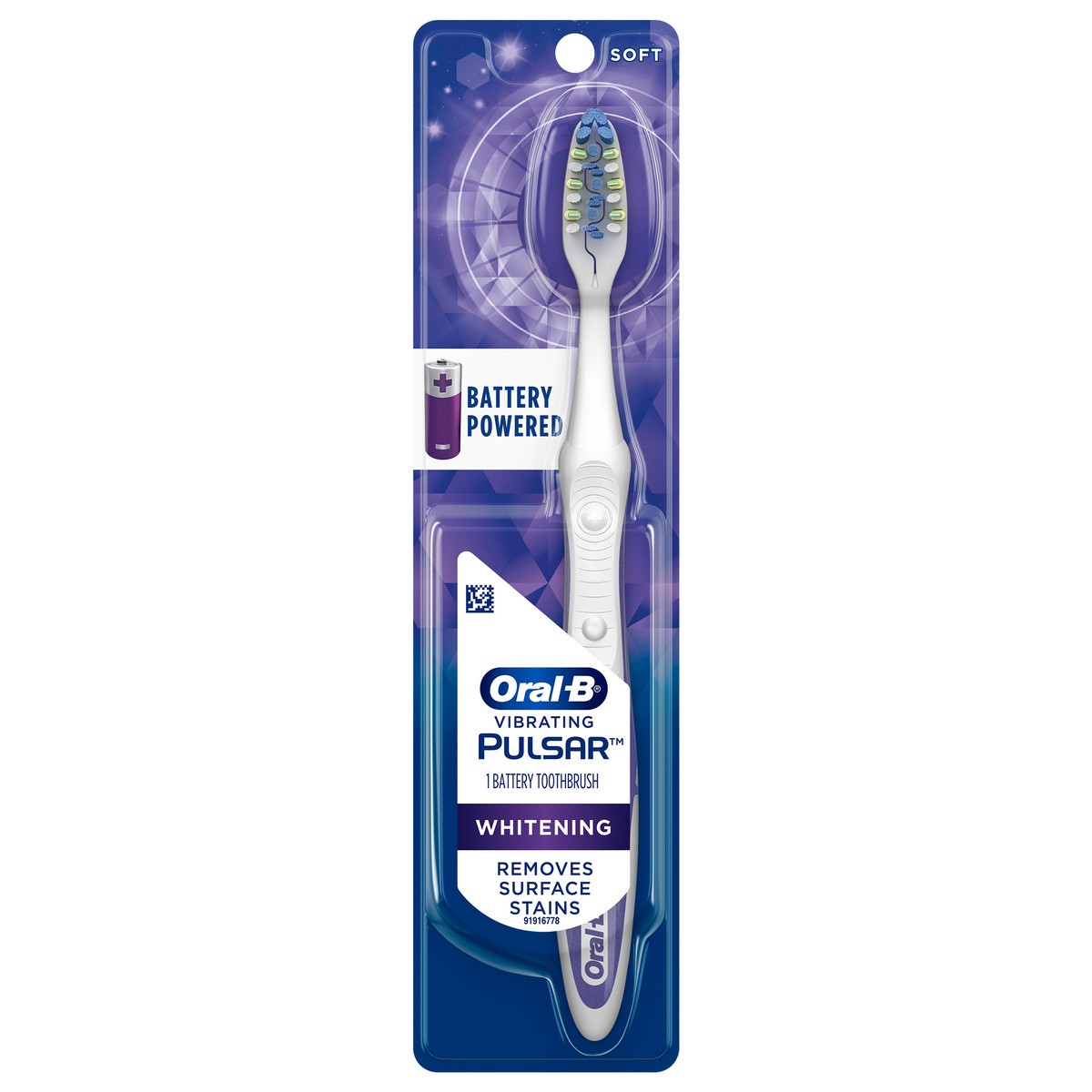 slide 1 of 8, Oral-B Pulsar Whitening Battery Powered Toothbrush, Soft, 1 Count, 1 ct