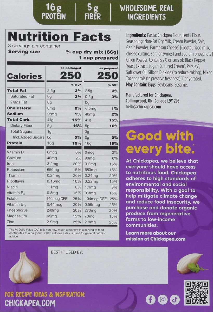 slide 8 of 9, Chickapea Creamy Garlic Pasta Dish - 7 oz, 7 oz