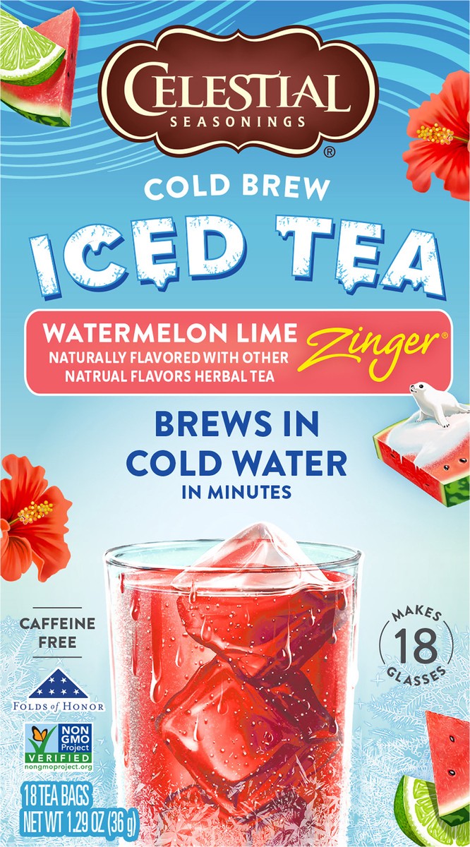 slide 4 of 7, Celestial Seasonings Celestial Seasoning Watermelon Lime Zinger Cold Brew, 1.29 oz