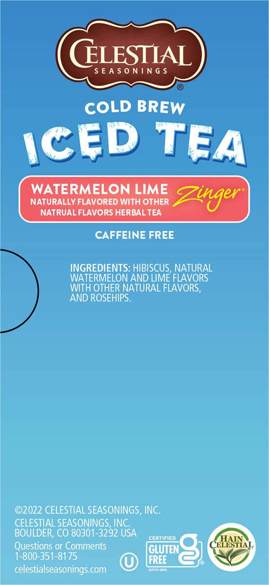 slide 6 of 7, Celestial Seasonings Celestial Seasoning Watermelon Lime Zinger Cold Brew, 1.29 oz