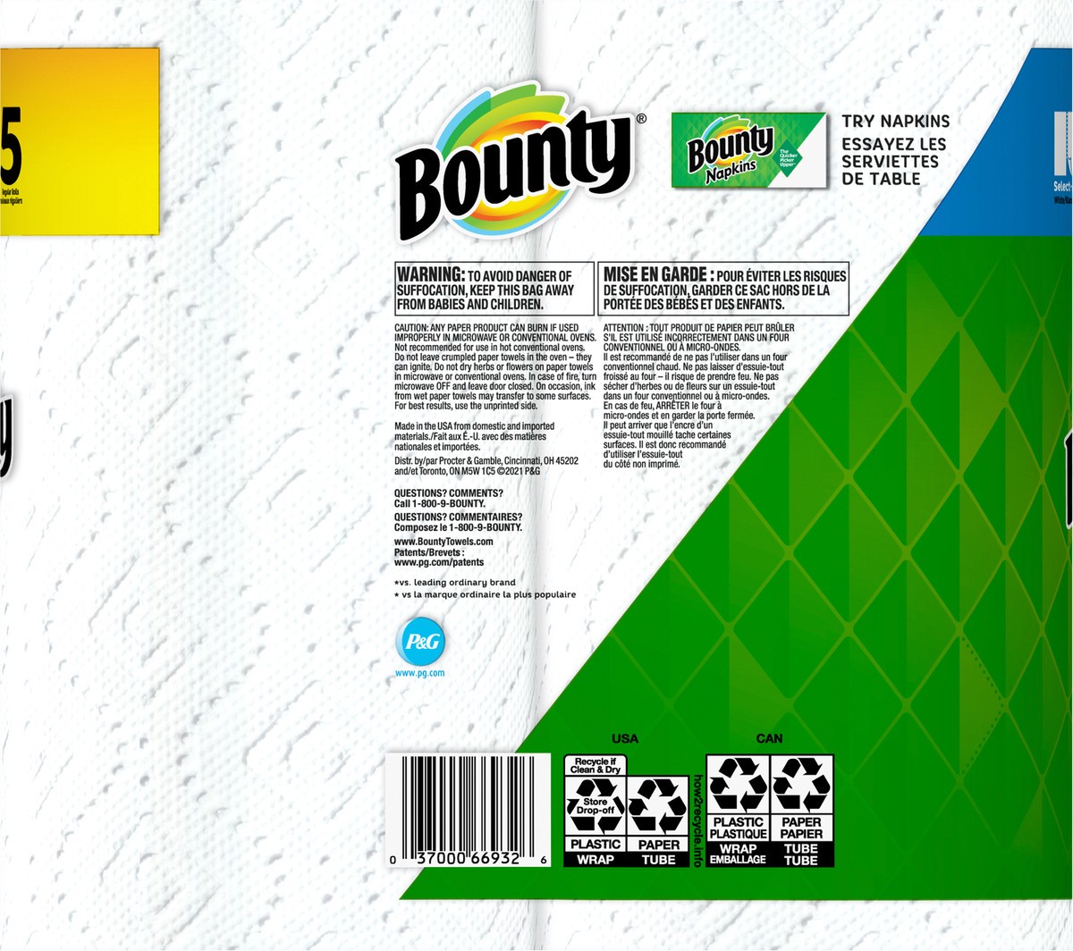 slide 3 of 7, Bounty Select-A-Size Paper Towels, White, 2 Double Plus Rolls = 5 Regular Rolls, 2 Count, 2 ct