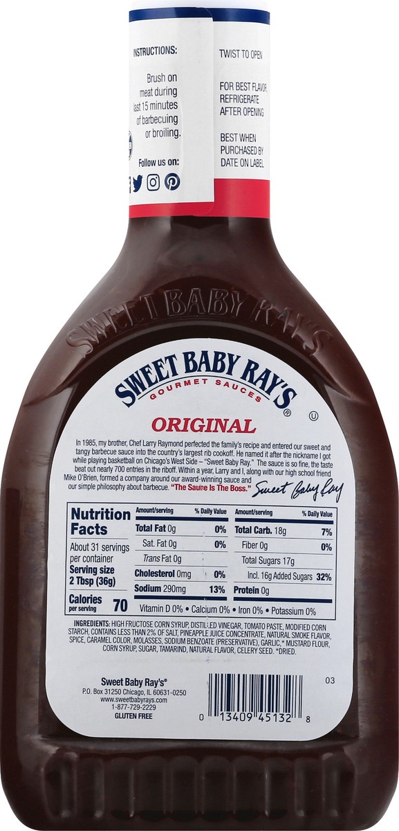 slide 7 of 13, Sweet Baby Ray's Barbecue Sauce 40 oz, 40 oz