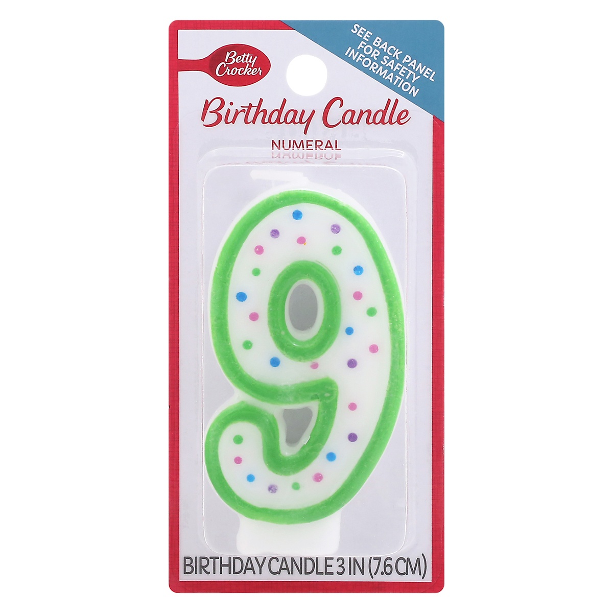 slide 1 of 2, Betty Crocker 3 Inch Numeral 9 Birthday Candle 1 ea, 1 ct